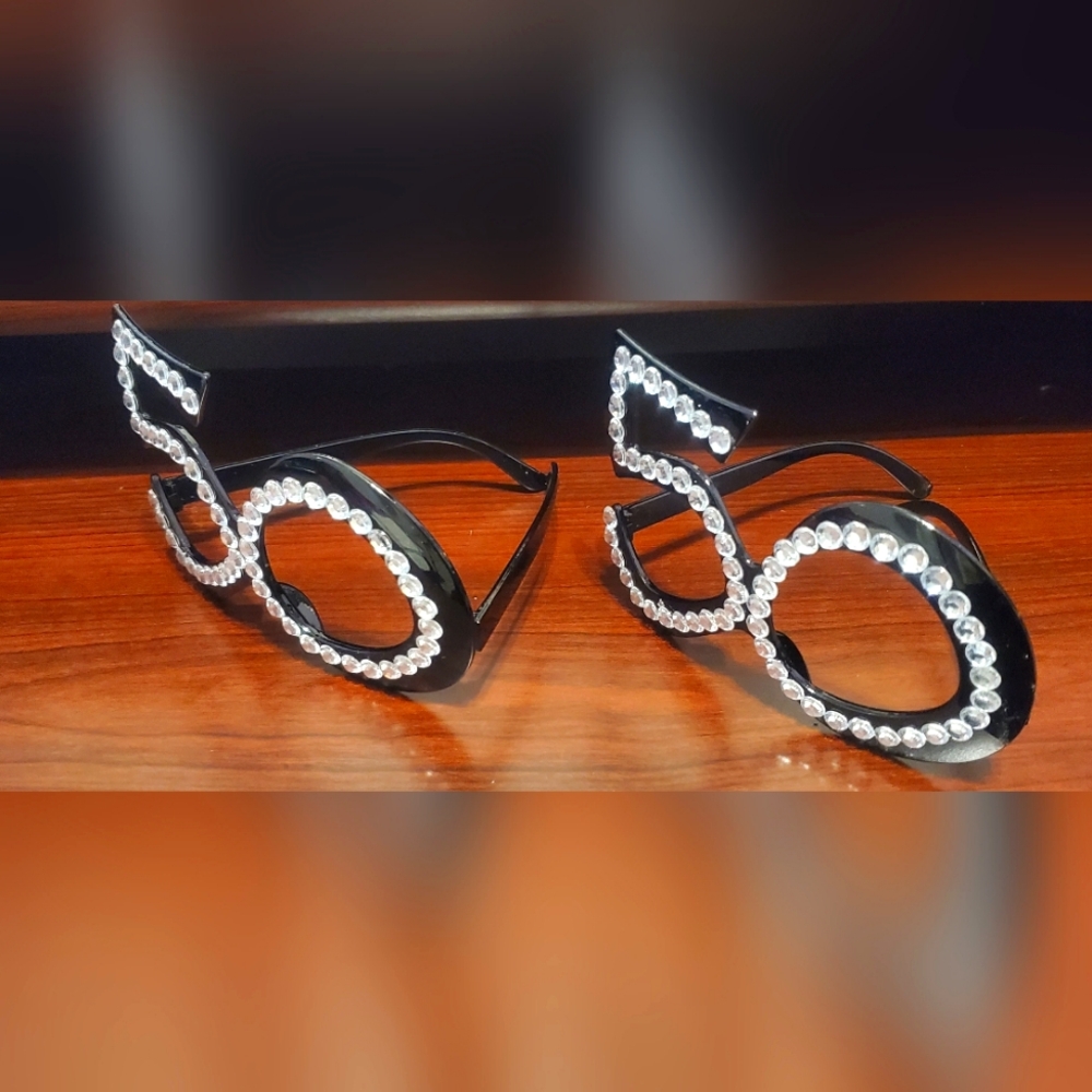 🎉 50th Birthday Rhinestone Glasses Set of 2 Party Photo Booth Props 🎉 - Picture 3 of 7